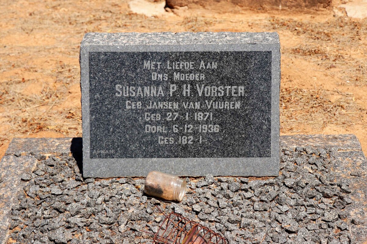 VORSTER Susanna P.H. nee JANSEN VAN VUUREN 1871-1936