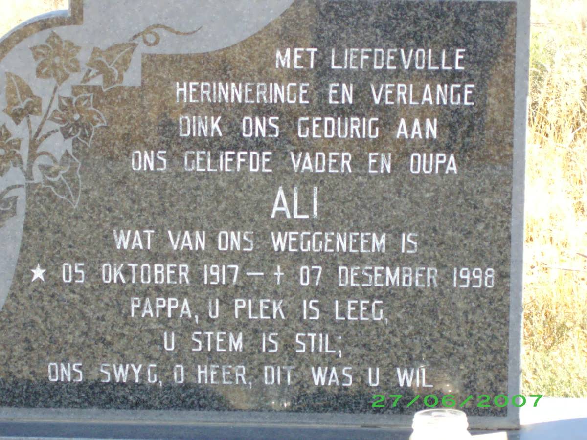 SINDEN Ali 1917-1998 &amp; Anna Cecilia KOEKEMOER 1933-1998