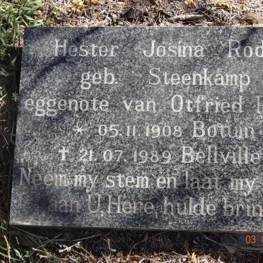 RODE Hester Josina nee STEENKAMP 1908-1989