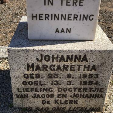 KLERK Johanna Margaretha, de 1953-1954