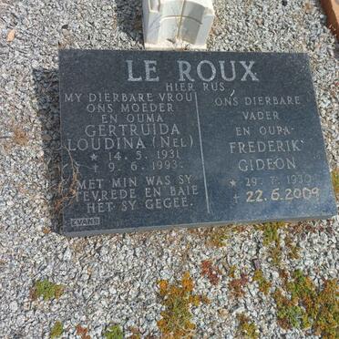 ROUX Frederik Gideon, le 1930-2009 & Gertruida Loudina NEL 1931-1993