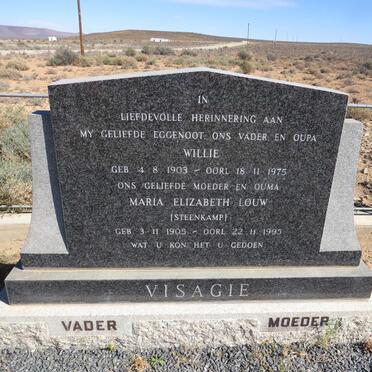 VISAGIE Willie 1903-1975 & Maria Elizabeth Louw STEENKAMP 1905-1995