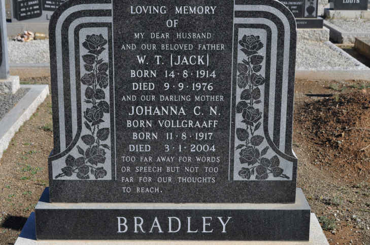 BRADLEY W.T. 1914-1976 & Johanna C.N. VOLLGRAAFF 1917-2004