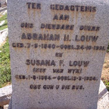 LOUW Abraham H. 1860-1931 &amp; Susana F.  VAN WYK 1864-1924