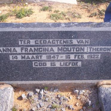 MOUTON Anna Francina nee THERON 1847-1922
