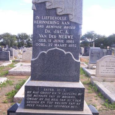 MERWE Jac. A., van der 1881-1957