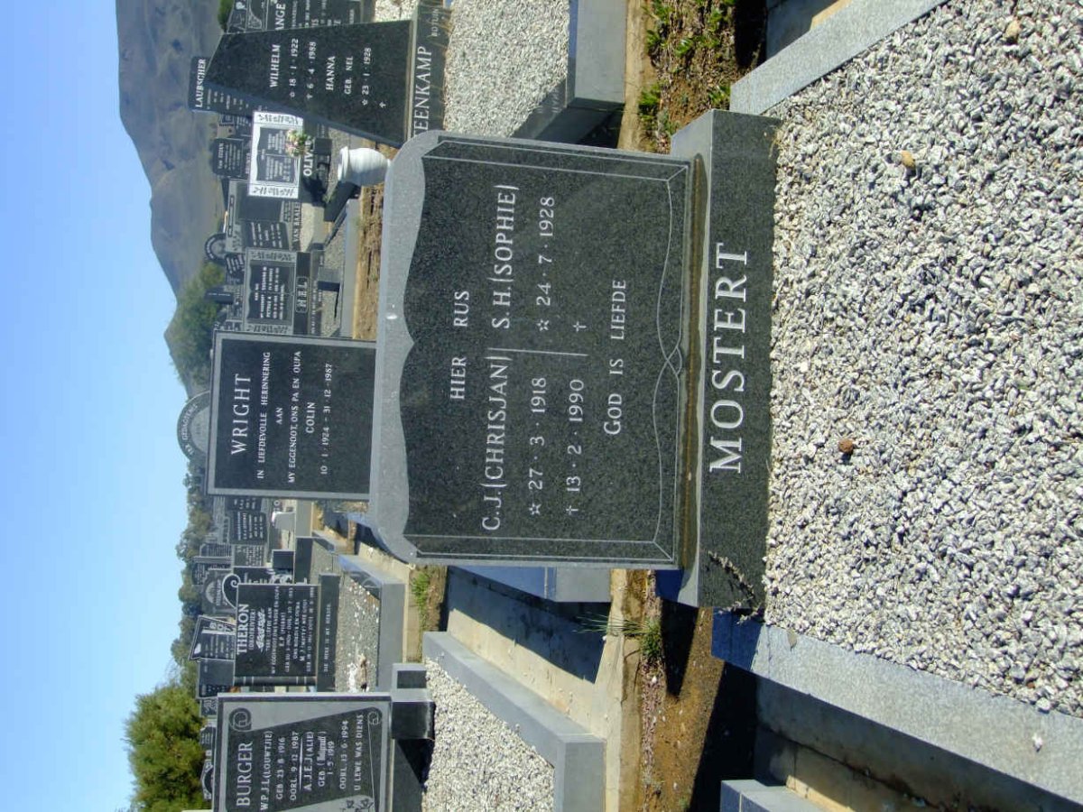 MOSTERT C.J. 1918-1990 & S.H. 1928-