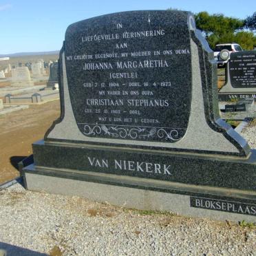 NIEKERK Christiaan Stephanus, van 1905- &amp; Johanna Margaretha GENTLE 1904-1973