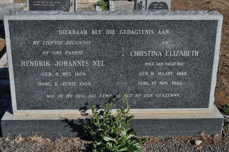NEL Hendrik Johannes 1879-1963 & Christina Elizabeth VAN NIEKERK 1888-1984