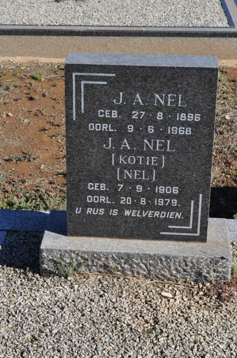 NEL J.A. 1896-1968 & J.A. NEL nee NEL 1906-1979