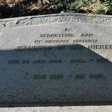 NIEKERK Jeanette W., van 1899-1944