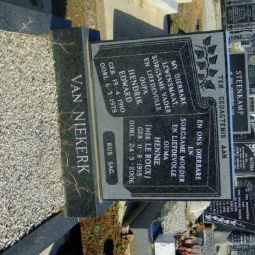 NIEKERK Hendrik Edward, van 1910-1978 &amp; Hennie LE ROUX 1915-2006
