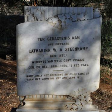 STEENKAMP Catharina W.A. voorheen VISAGIE nee NEL 1868-1947