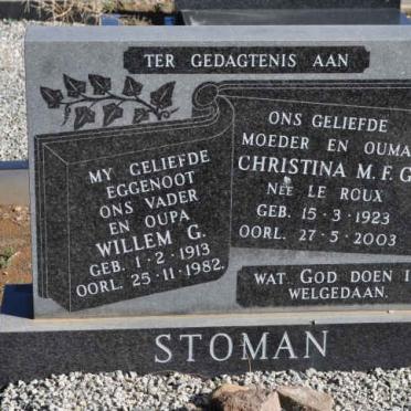STOMAN Willem G. 1913-1982 &amp; Christina M.F.G. LE ROUX 1923-2003