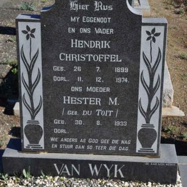 WYK Hendrik Christoffel, van 1899-1974 &amp; Hester M. DU TOIT 1933-