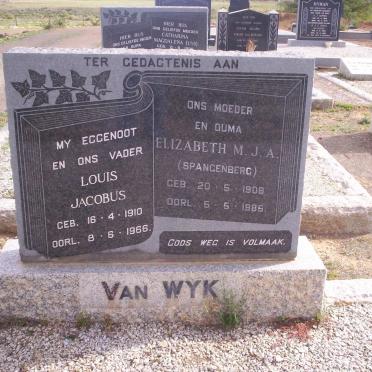 WYK Louis Jacobus, van 1910-1966 &amp; Elizabeth M.J.A. SPANGENBERG  1908-1985