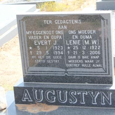 AUGUSTYN Evert J. 1923-1994 &amp; M.W. 1922-2006