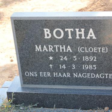 BOTHA Martha nee CLOETE 1892-1985