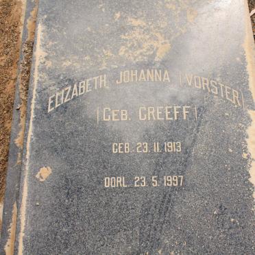 BURGER Elizabeth Johanna, formerly VORSTER, nee GREEFF 1913-1997