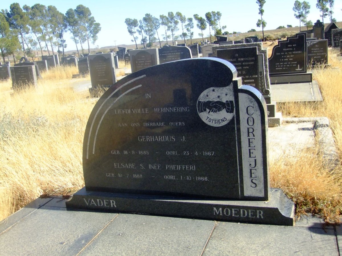 COREEJES Gerhardus J. 1885-1967 & Elsabe S. PHEIFFER 1888-1966