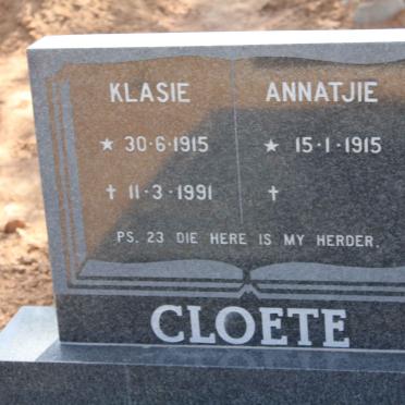 CLOETE Klasie 1915-1991 &amp; Annatjie 1915-