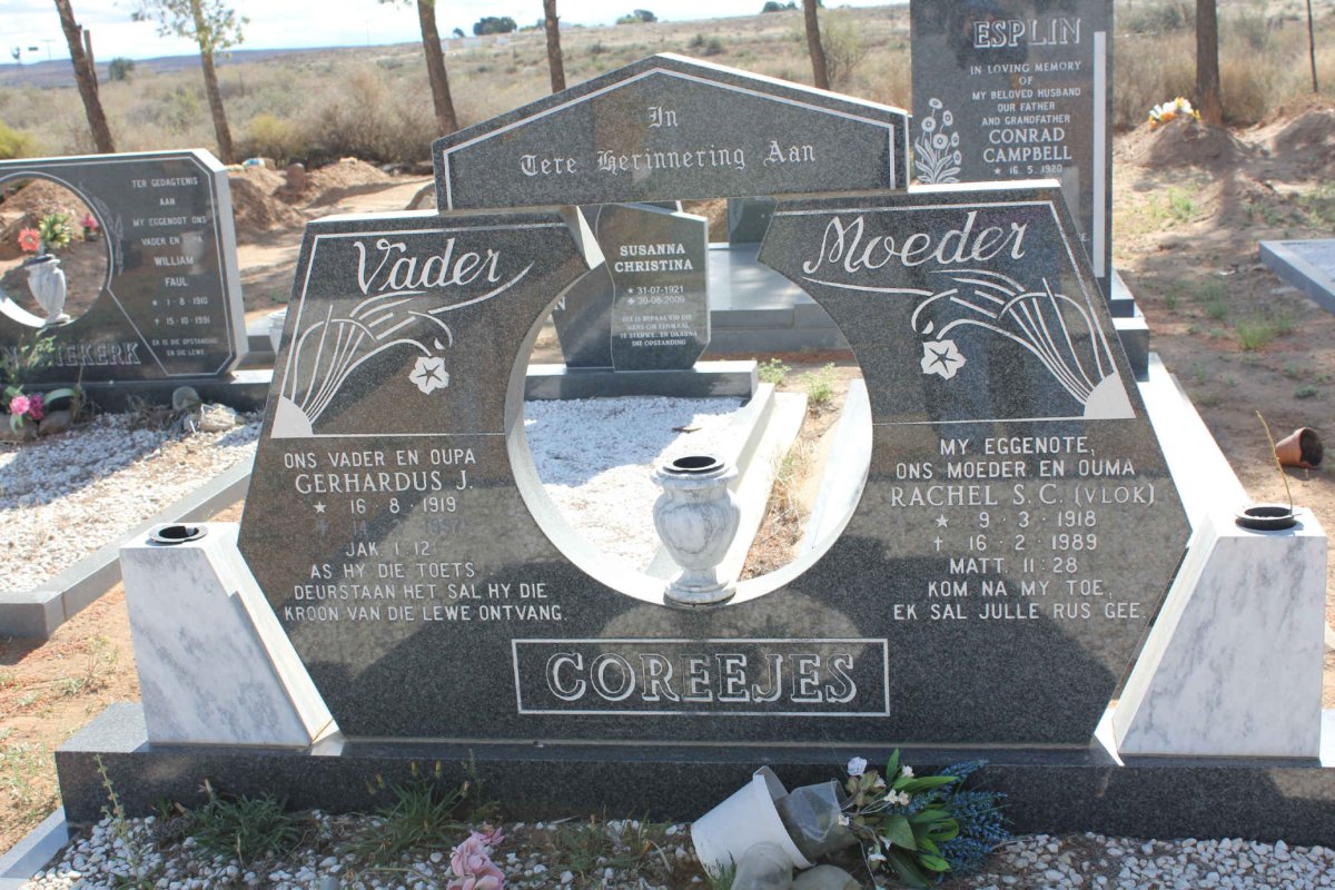 COREEJES Gerhardus J. 1919-1997 & Rachel S.C. VLOK 1918-1989