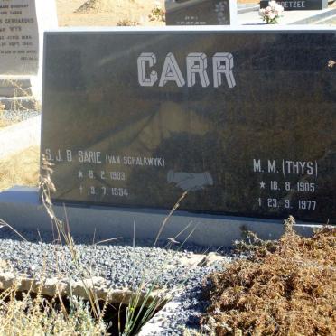 CARR M.M. 1905-1977 &amp; S.J.B. Sarie VAN SCHALKWYK 1903-1994