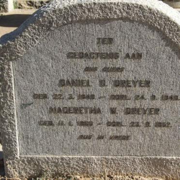 DREYER Daniel D. 1848-1940 &amp; Mageretha W. 1860-1952