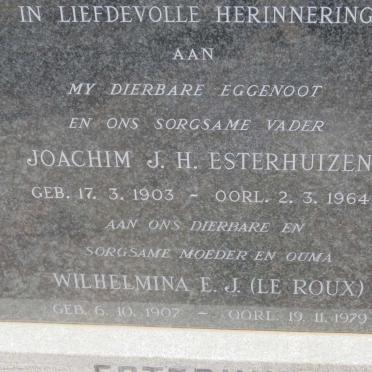 ESTERHUIZEN Joachim J.H. 1903-1964 &amp; Wilhelmina E.J. LE ROUX 1907-1979