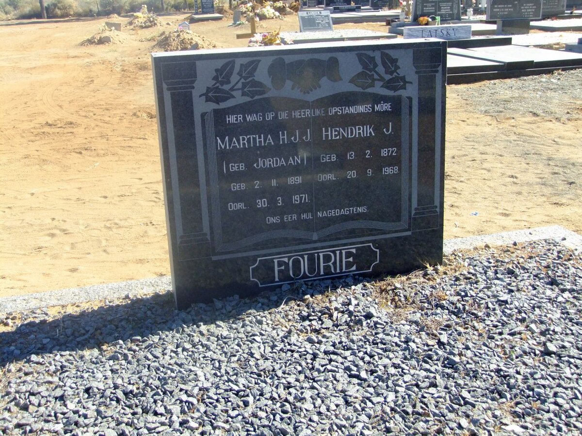 FOURIE Hendrik J. 1872-1968 &amp; Martha H.J.J. JORDAAN 1891-1971