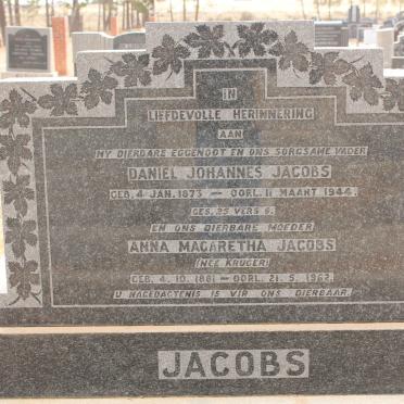 JACOBS Daniel Johannes 1873-1944 &amp; Anna Magaretha KRUGER 1881-1962