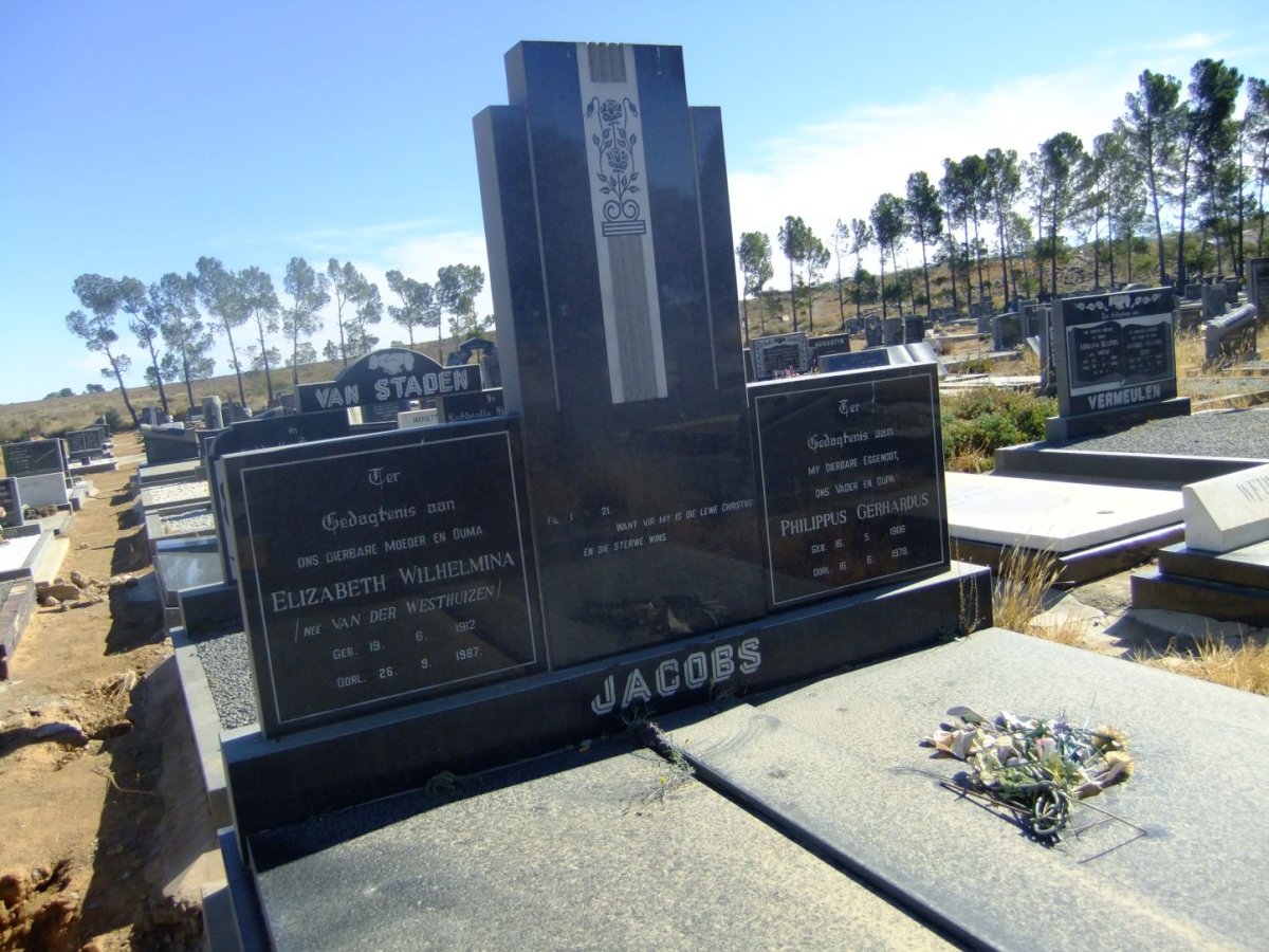 JACOBS Philippus Gerhardus 1906-1978 & Elizabeth Wilhelmina VAN DER WESTHUIZEN 1912-1987