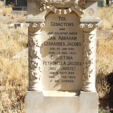 JACOBS Jan Abraham Gerhardes 1852-1933 &amp; Christina Petronella JOOSTE 1849-1934