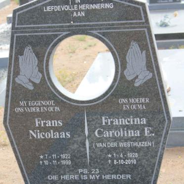 JOOSTE Frans Nicolaas 1922-1999 &amp; Francina Carolina E. VAN DER WESTHUIZEN 1928-2010