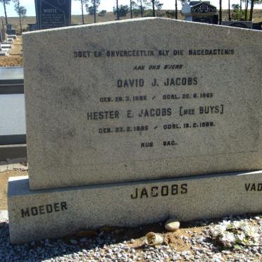 JACOBS David J. 1885-1965 &amp; Hester E. BUYS 1985-1966