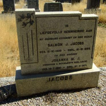 JACOBS Salmon J. 1900-19?5 &amp; Johanna M.J. voorheen V. SCHALKWYK nee LOUW 1907-1971