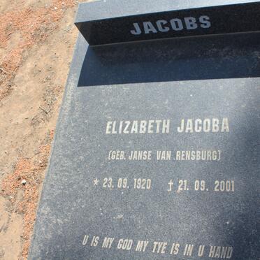 JACOBS Elizabeth Jacoba nee JANSE VAN RENSBURG 1920-2001