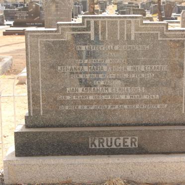 KRUGER Jan Abraham Gerhardus 1865-1943 &amp; Johanna Maria ECKARDT 1877-1945