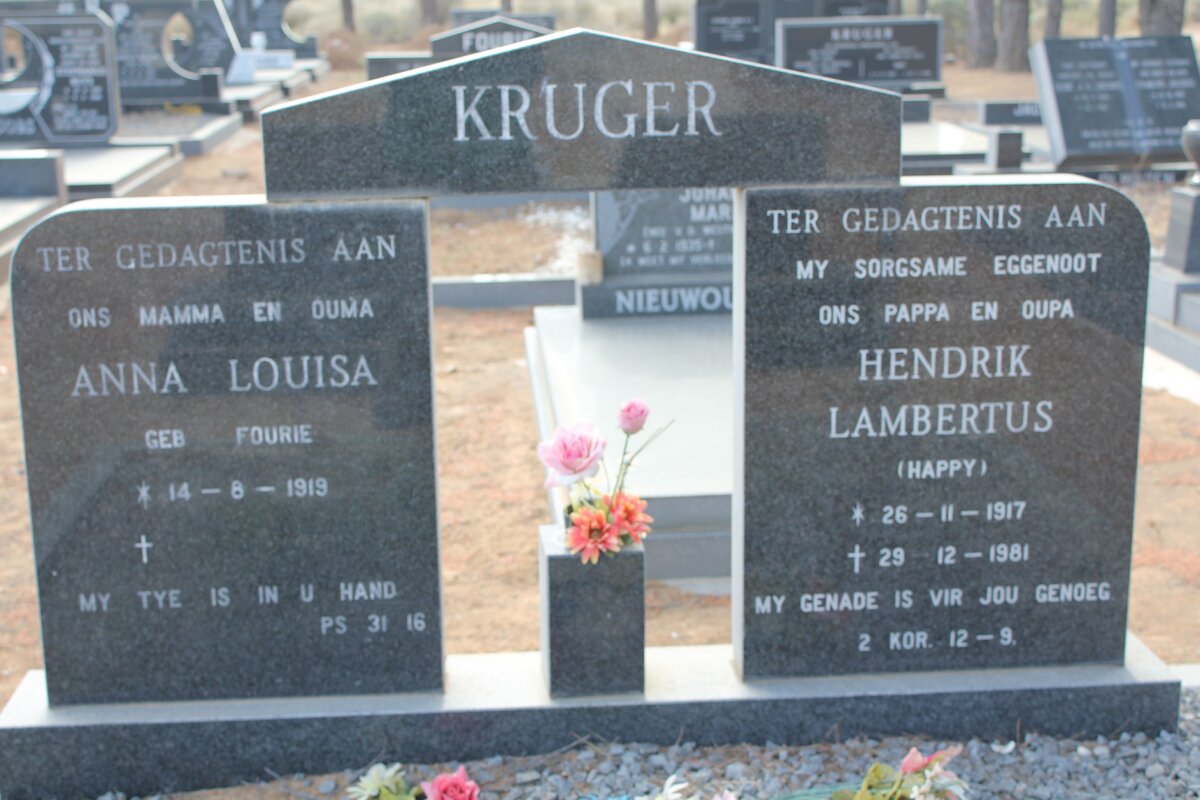 KRUGER Hendrik Lambertus 1917-1981 & Anna Louisa FOURIE 1919-