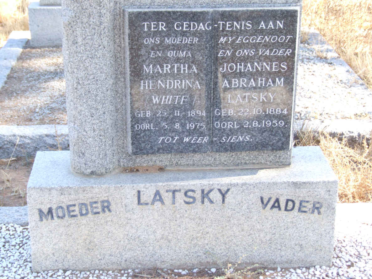LATSKY Johannes Abraham 1884-1959 & Martha Hendrina WHITE 1894-1975
