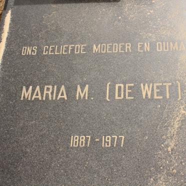 MARAIS Maria M. nee DE WET 1887-1977