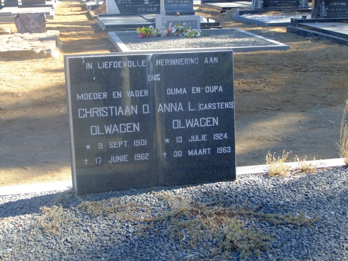 OLWAGEN Christiaan D. 1901-1962 & Anna L. CARSTENS 1924-1963