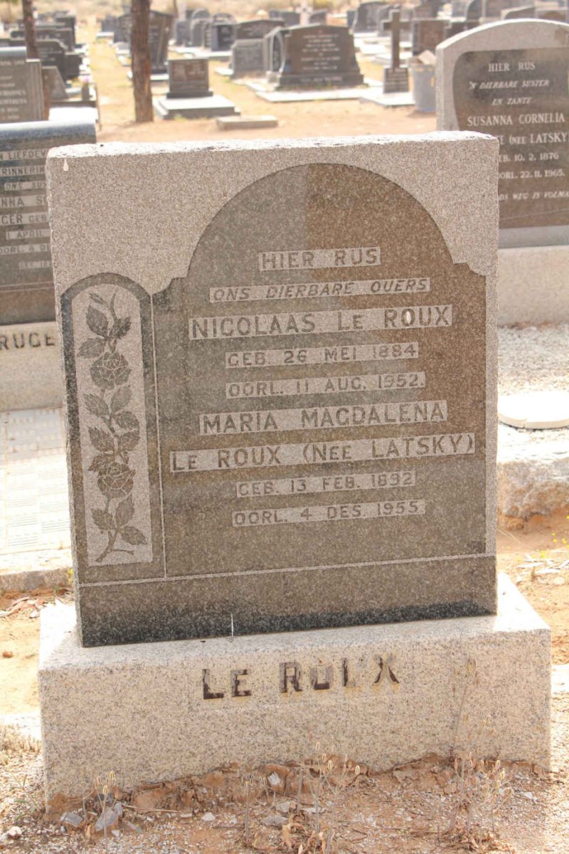 ROUX Nicolaas, le 1884-1952 & Maria Magdalena LATSKY 1892-1955