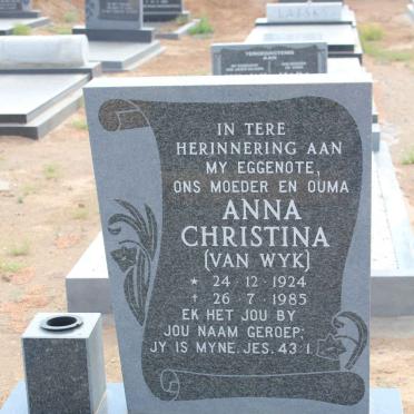 RENSBURG Anna Christina, Janse van nee VAN WYK 1924-1985