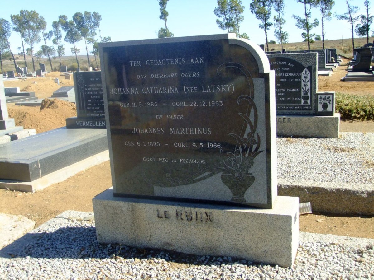 ROUX Johannes Marthinus, le 1880-1966 & Johanna Catharina LATSKY 1886-1963