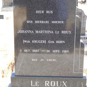 ROUX Johanna Marthina, le formerly KRUGER nee HORN 1882-1969