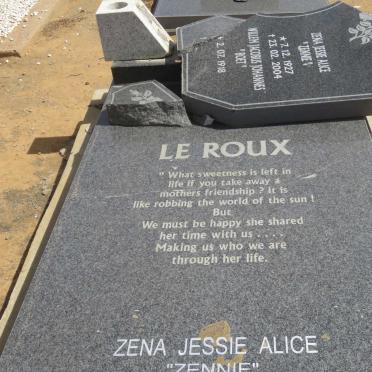 ROUX Willem Jacobus Johannes, le 1918-2012 &amp; Zena Jessie Alice 192?-2004