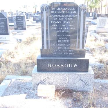 ROSSOUW Frans Daniel 1890-1958 &amp; Hester Catharina Maria BURGER 1891-1987