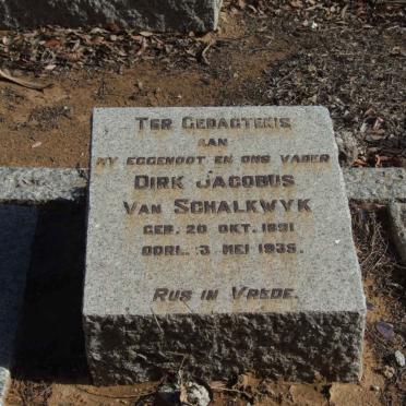 SCHALKWYK Dirk Jacobus, van 1891-1935