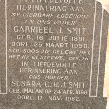 SMIT Gabrieel J. 1891-1950 &amp; Susara C.H.J. MALAN 1898-1962